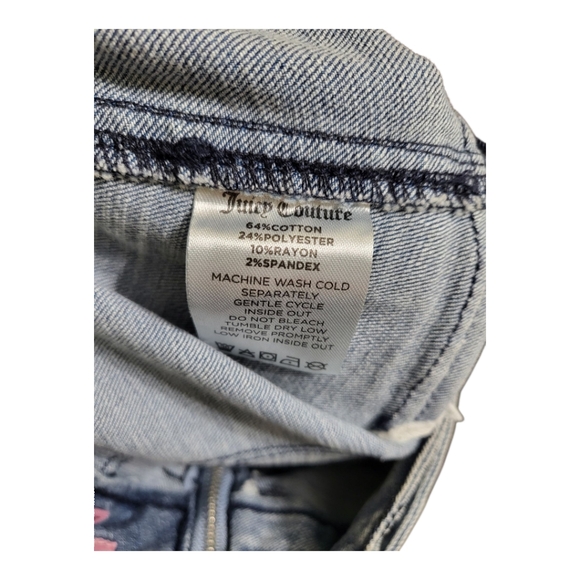 Juicy Couture Denim Pencil Skirt With Slit And Belt. Size 27 New Lightwash - Picture 3 of 6